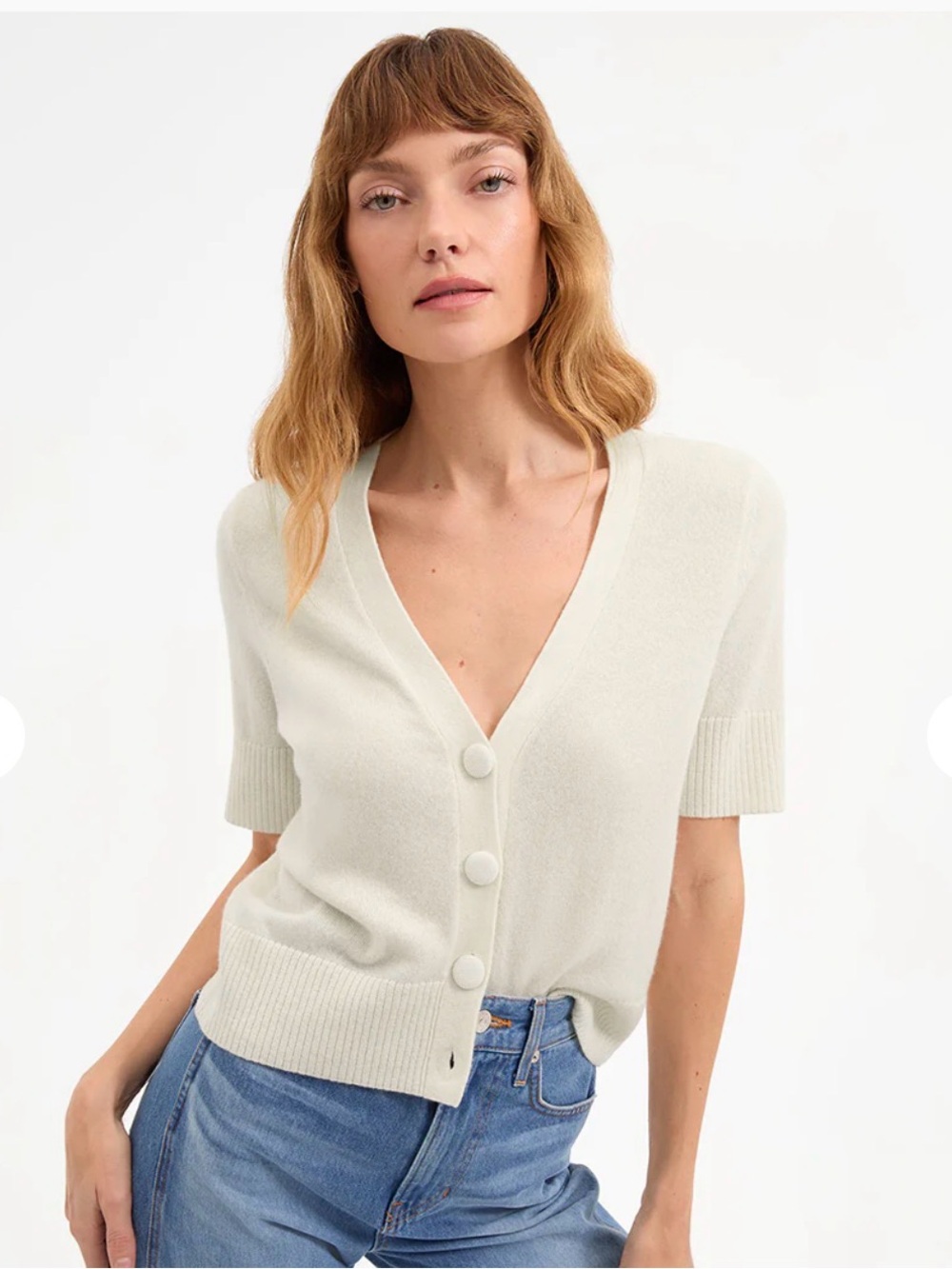 Veronica Beard Solene Short Sleeve Cashmere Cardigan #004